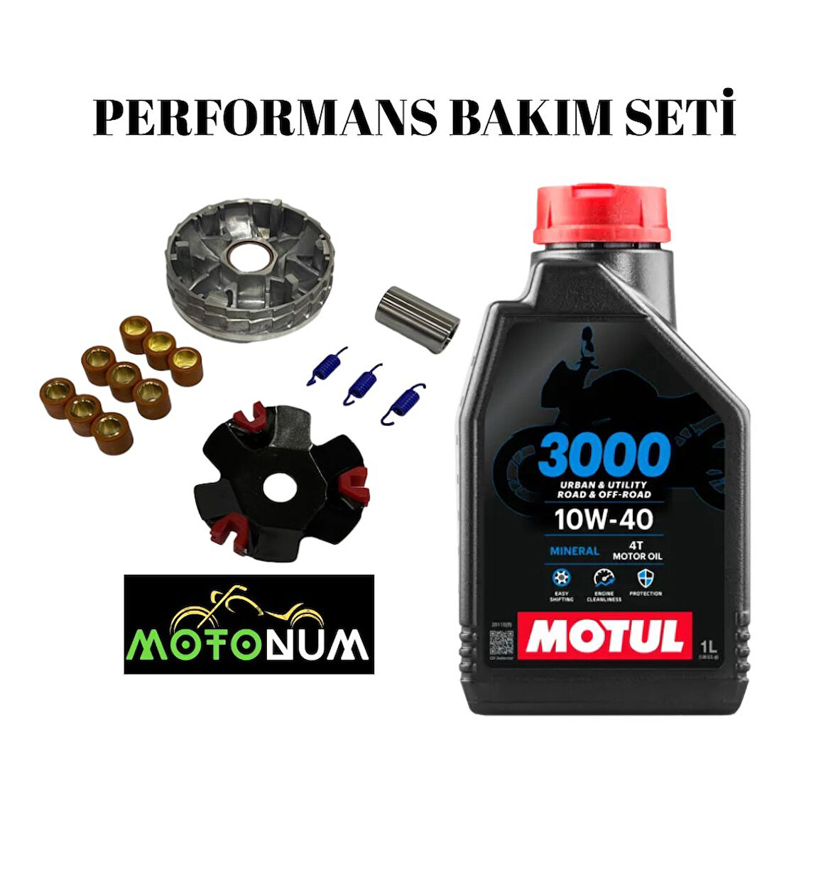 Rks Azure Uyumlu 50 Pro Performans Ön Varyatör Yağlı Bakım seti Motul 3000 10w40 M0917