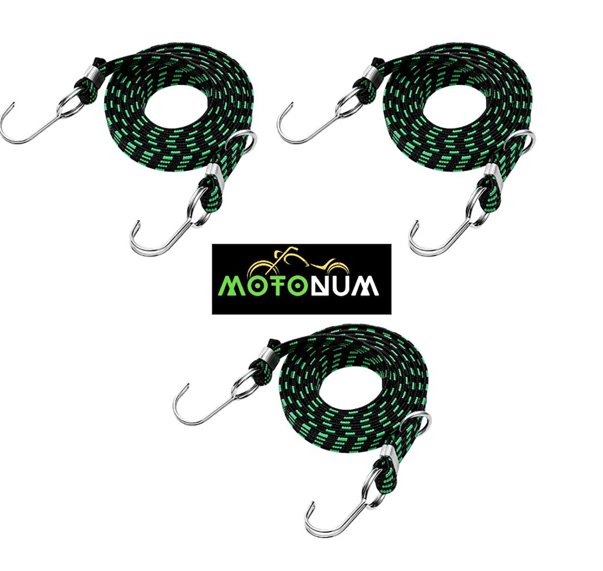 Kancalı Bagaj Lastiği Kalın 1 Metre Yeşil 3 Adet M0138