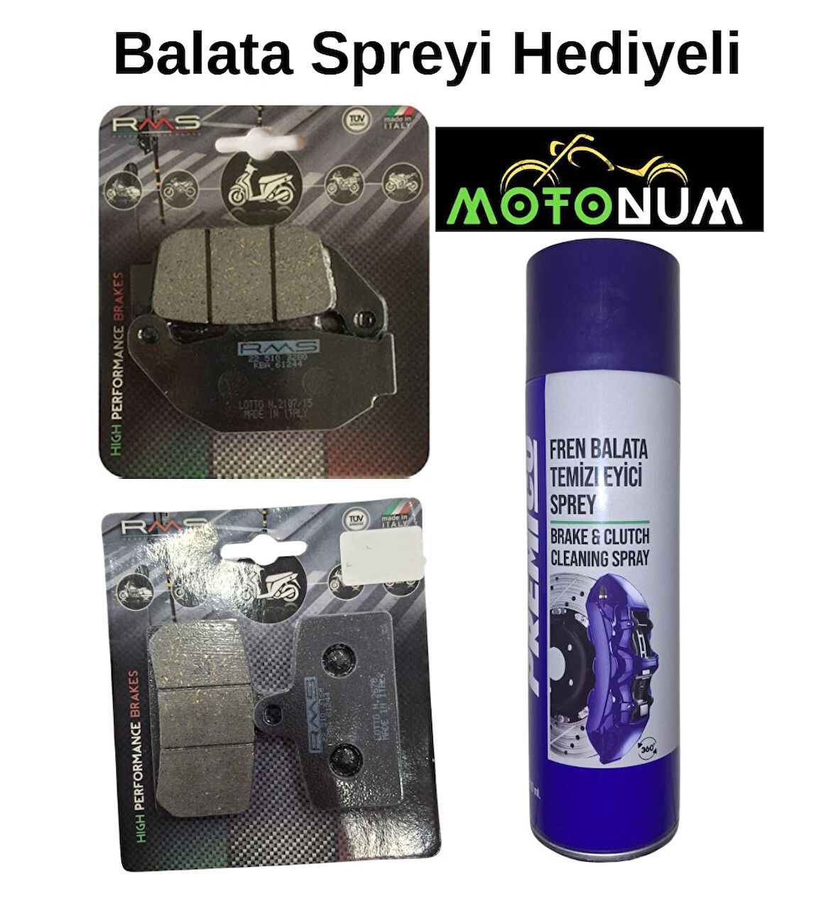Cf Moto SR 250 Sonrası Ön ve Arka Fren Balata Takımı RMS Balata Spreyi Hediyeli RM80