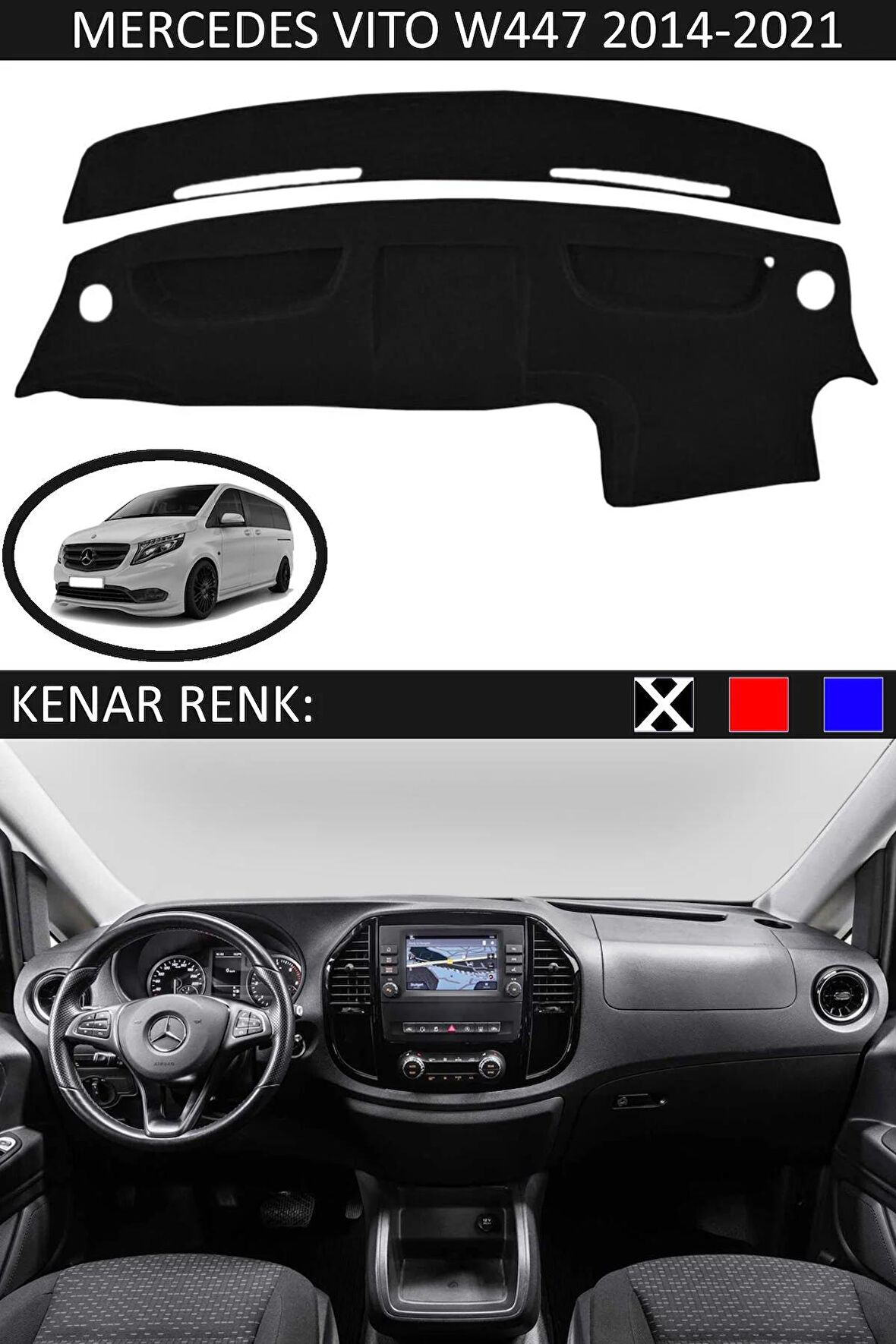 Mitsubishi Lancer 2003-2007 İçin Uygun Torpido Koruma Halısı Siyah Kenar Renk Siyah