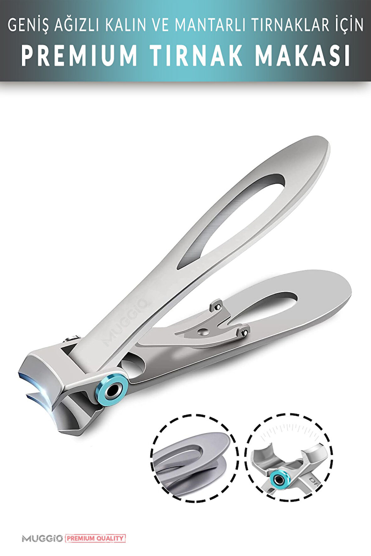 Muggio Geniş Ağızlı Premium Tırnak Makası Kalın Sert Mantarlı Tırnaklar İçin 8.5 cm