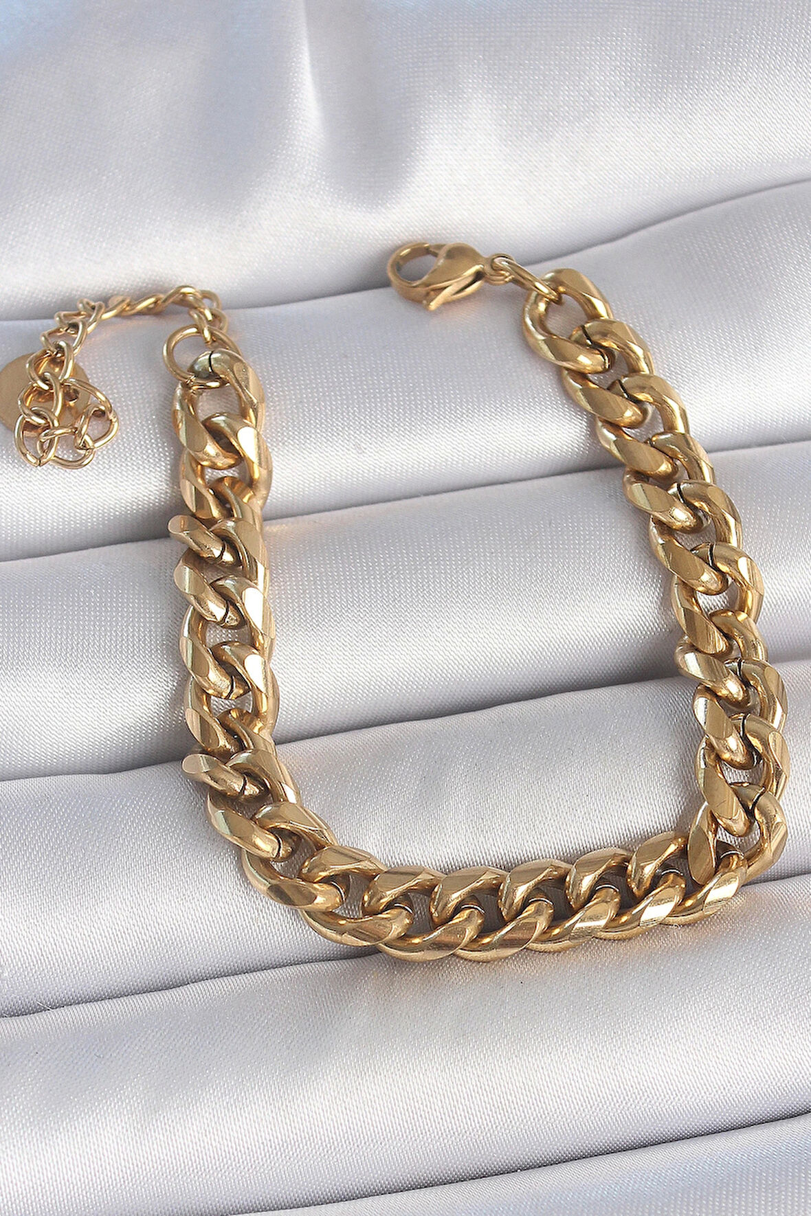 MuI MuI 316L Çelik Gold Renk Kalın Zincir Model Kadın Bileklik