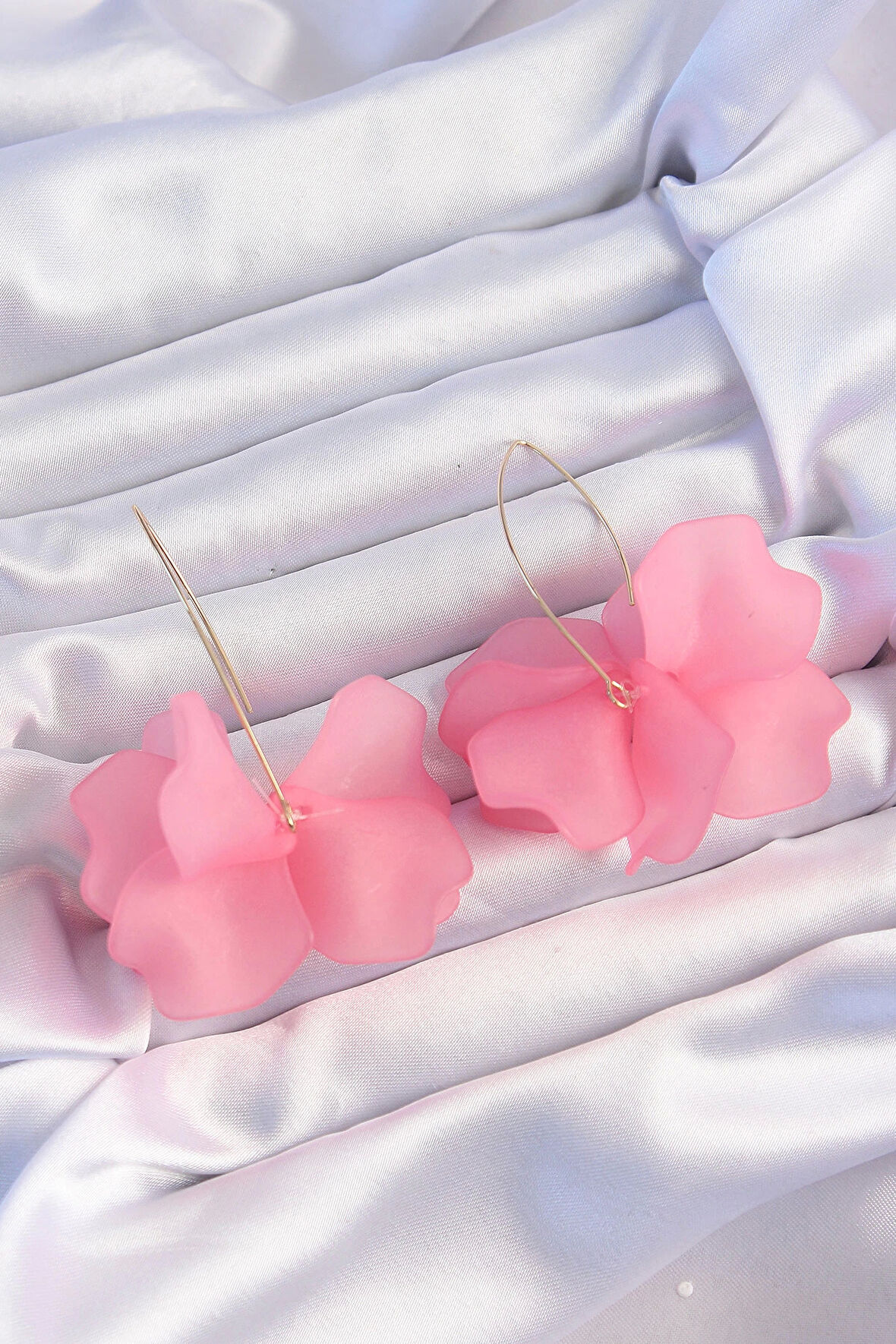 MuI MuI Pirinç Pembe Renkli Flora Küpe