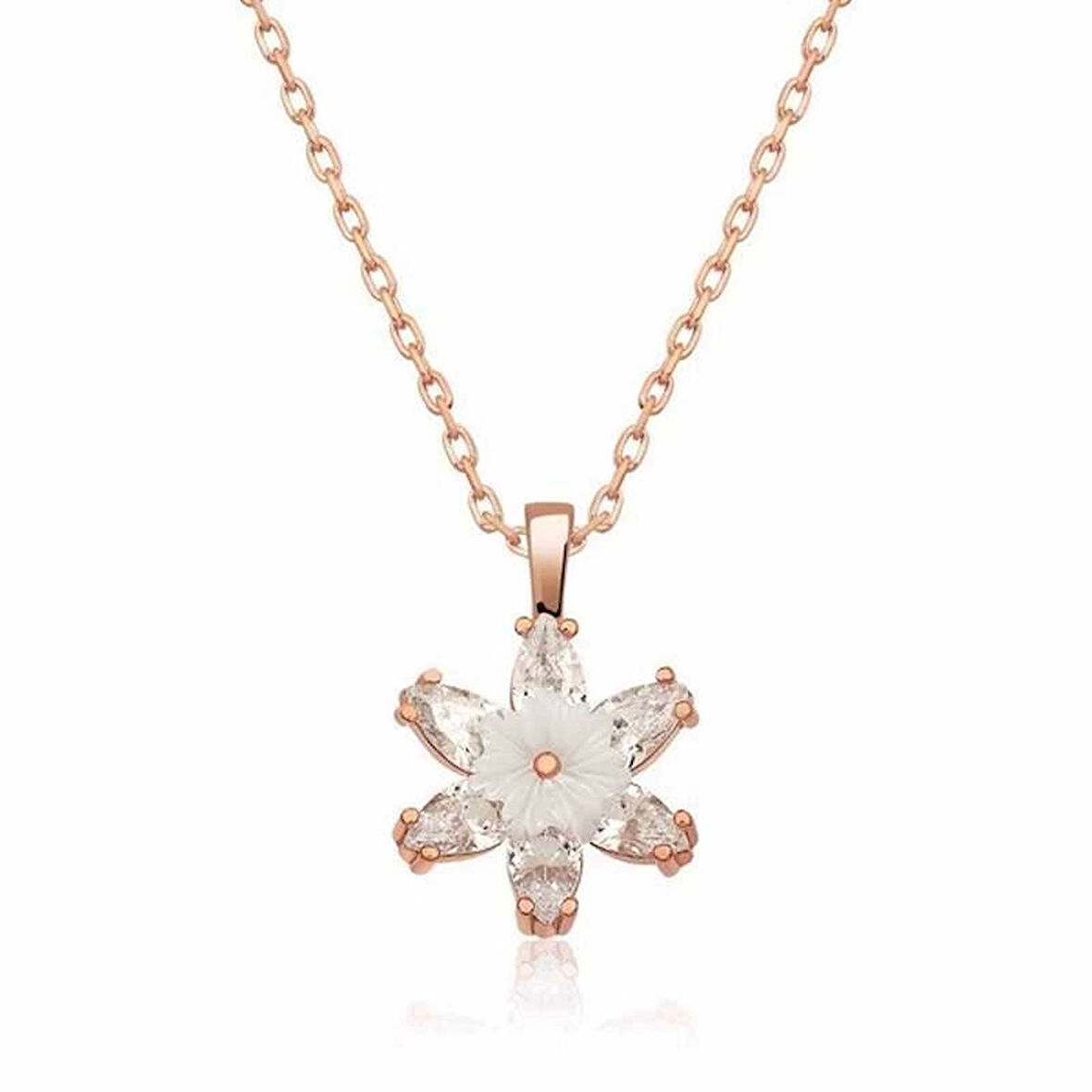 MuI MuI Gümüş Rose Beyaz Lotus Çiçeği Kolye