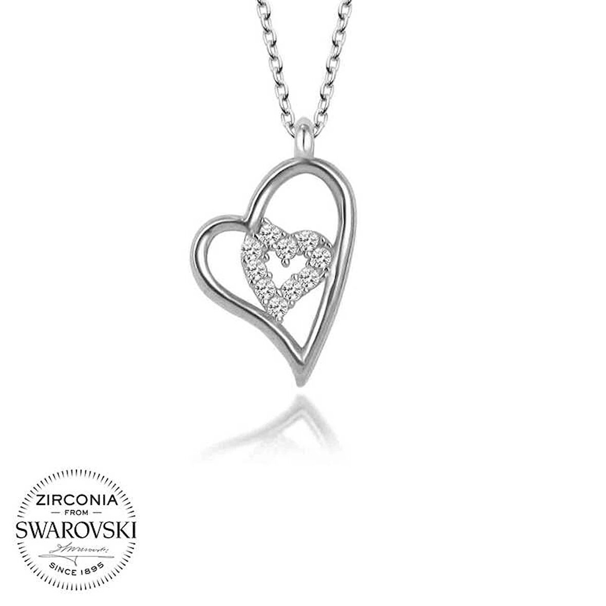 MuI MuI Swarovski Taşlı Gümüş Kalp Bayan Kolye