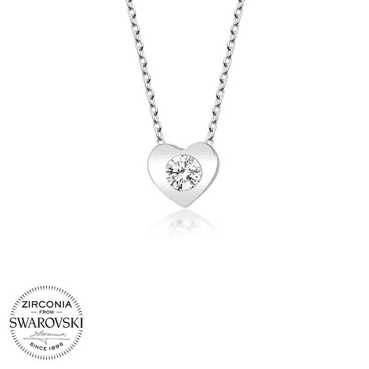MuI MuI Swarovski Taşlı Gümüş Kalp Bayan Kolye