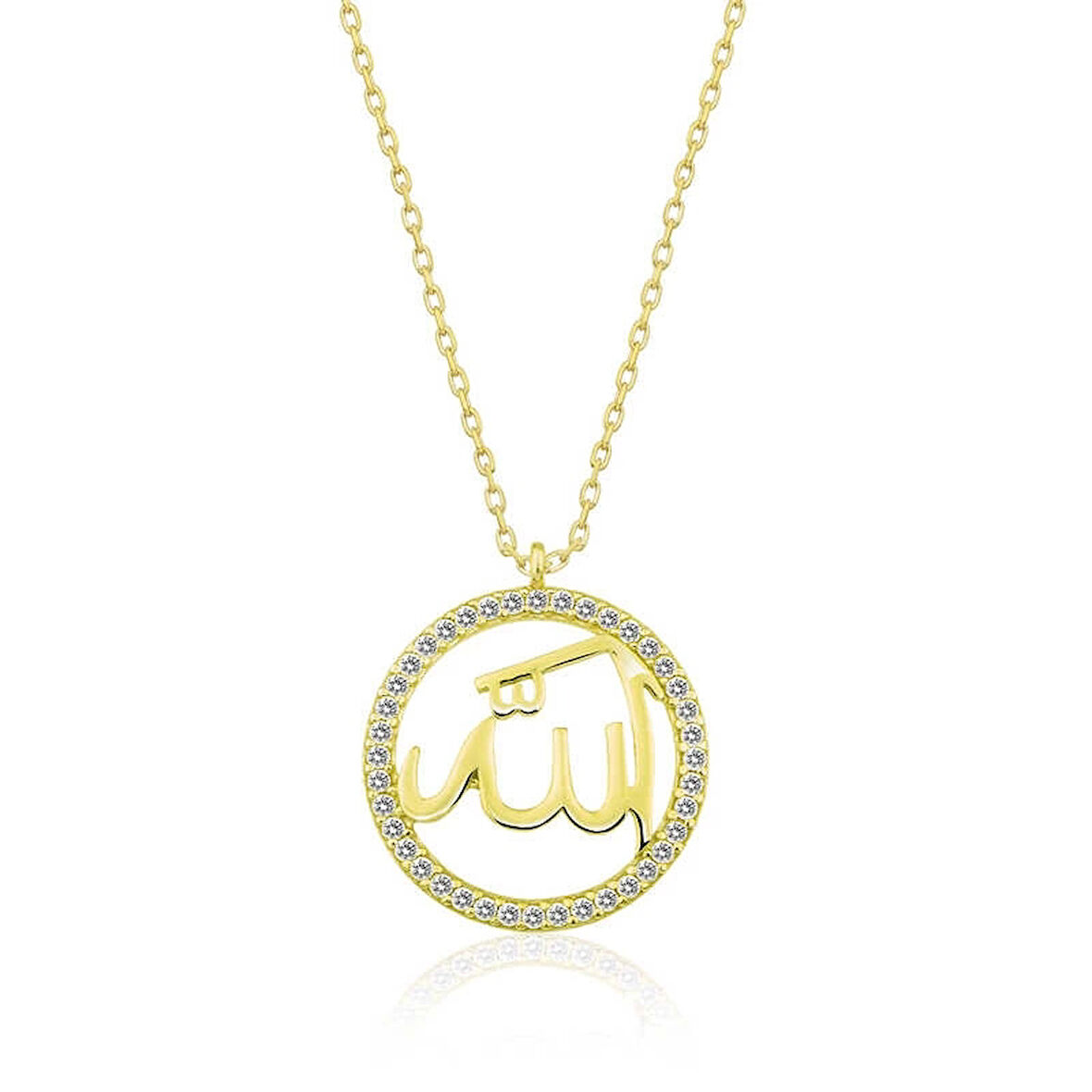 MuI MuI Gümüş Gold Arapça Allah Yazılı Bayan Kolye