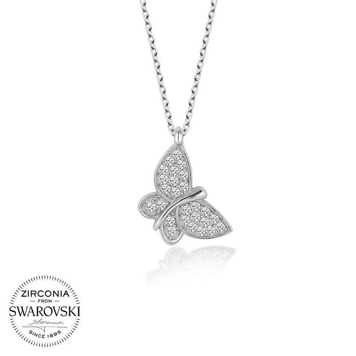 MuI MuI Swarovski Taşlı Gümüş Kelebek Bayan Kolye