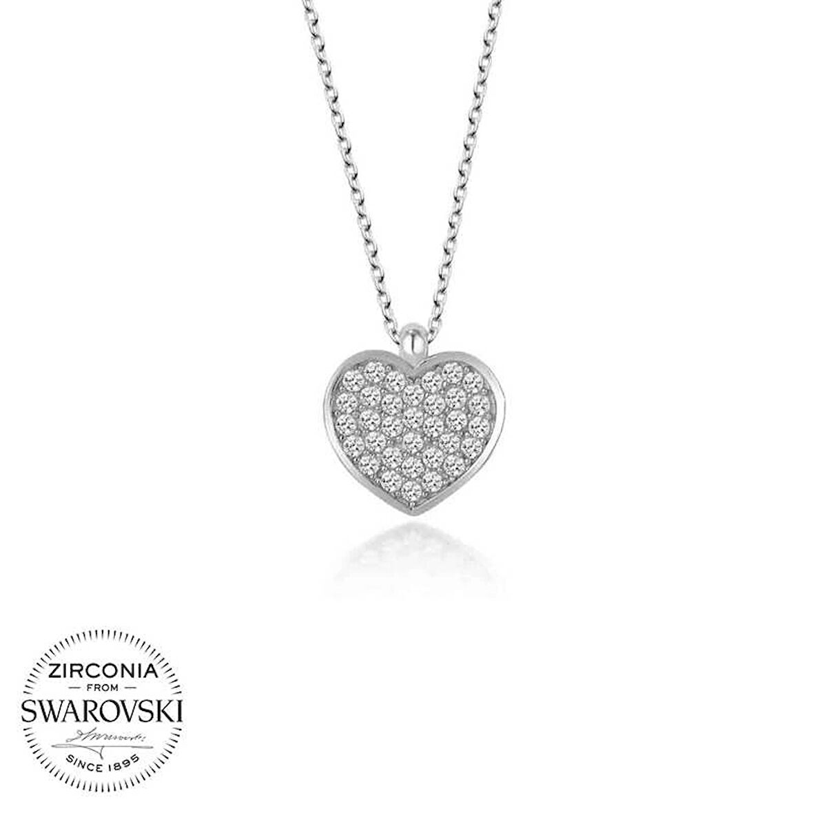 MuI MuI Swarovski Taşlı Gümüş Kalp Bayan Kolye