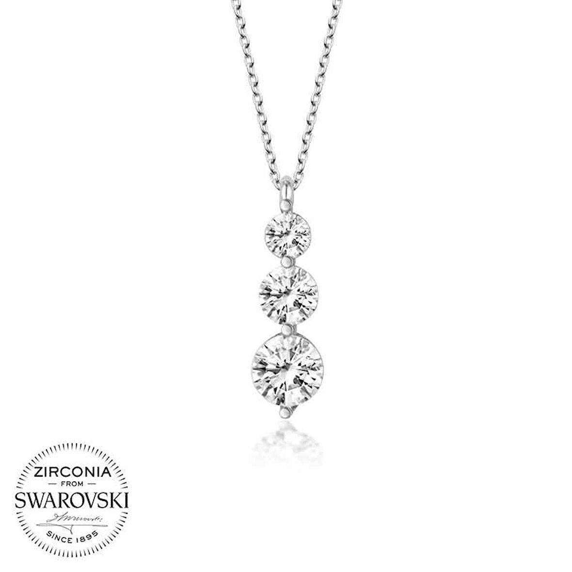 MuI MuI Swarovski Taşlı Gümüş Üçtaş Tektaş Bayan Kolye
