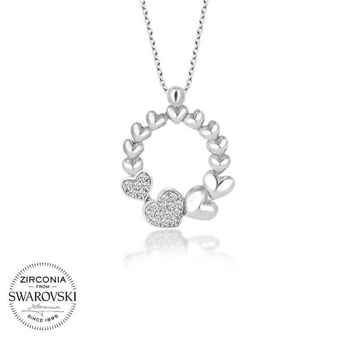 MuI MuI Swarovski Taşlı Gümüş Çember Kalp Bayan Kolye