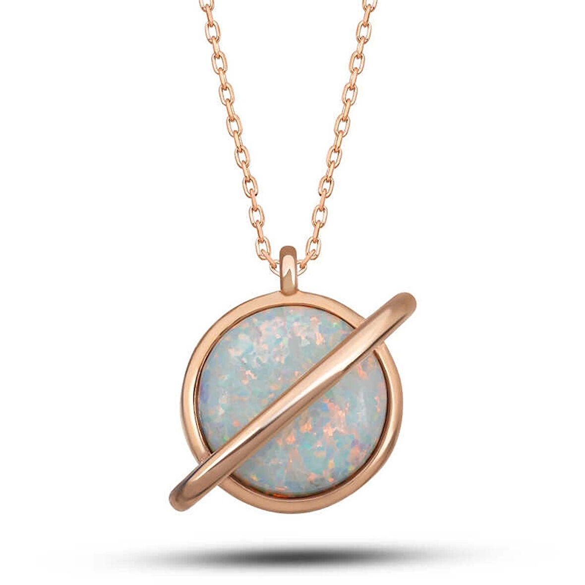 MuI MuI Gümüş Rose Opal Taşlı Gezegen Kadın Kolye