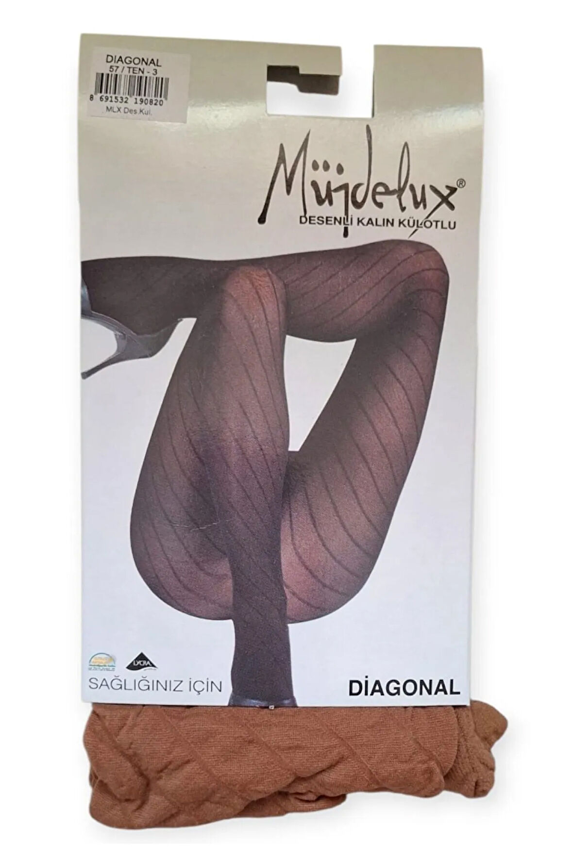 Diagonal Desenli Kalın Külotlu Çorap