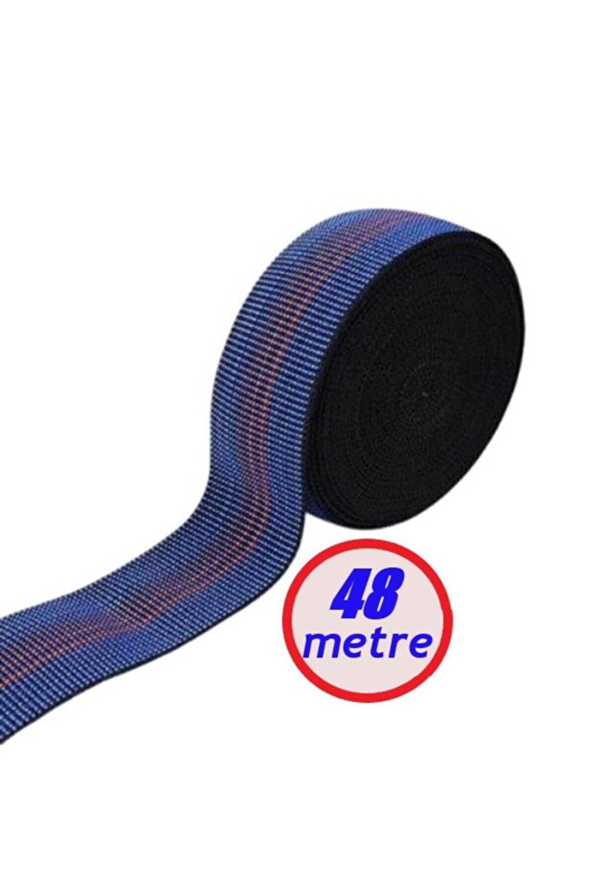 Kaliteli Elastik Kolon - Üç Çizği Mavi 5cm Eninde (48 metre) (Esnetilmeden Kesilir)