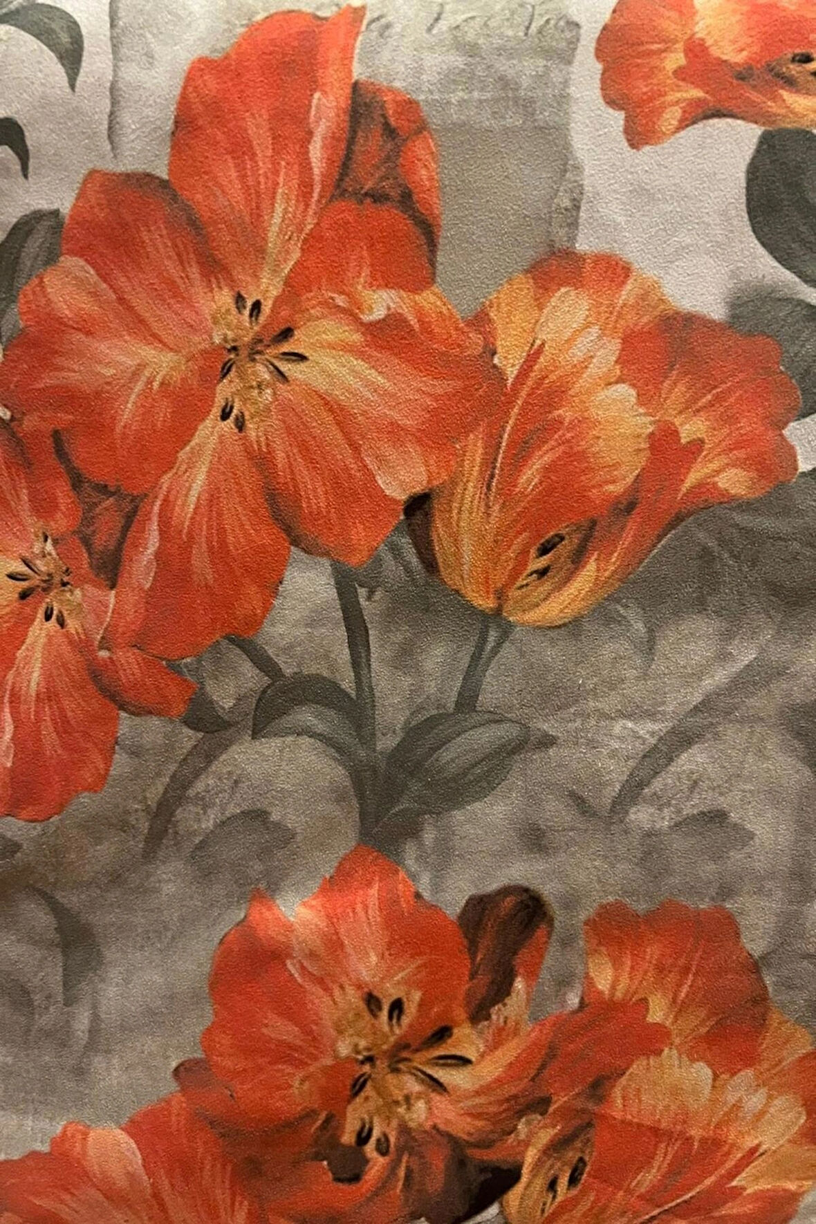 DÖŞEMELİK KUMAŞ-YIKANABİLİR KUMAŞ-DİJİTAL BASKILI-TURUNCU ÇİÇEK DESENLİ KOLTUK KUMAŞI