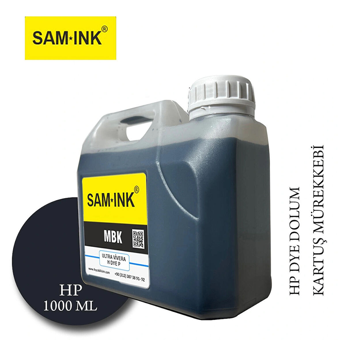 Feyink® Samink Hp Vivera T Serisi Plotter DYE Kartuş Dolum Mürekkebi MK (Mat Black)-1000ml-