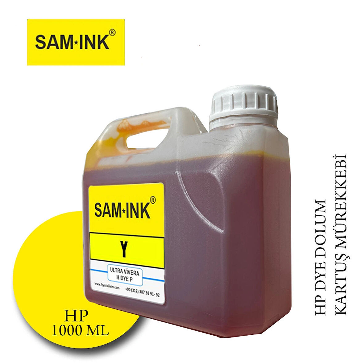 Feyink® Samink Hp Vivera T Plotter DYE Kartuş Dolum Mürekkebi Y Yellow1000ml
