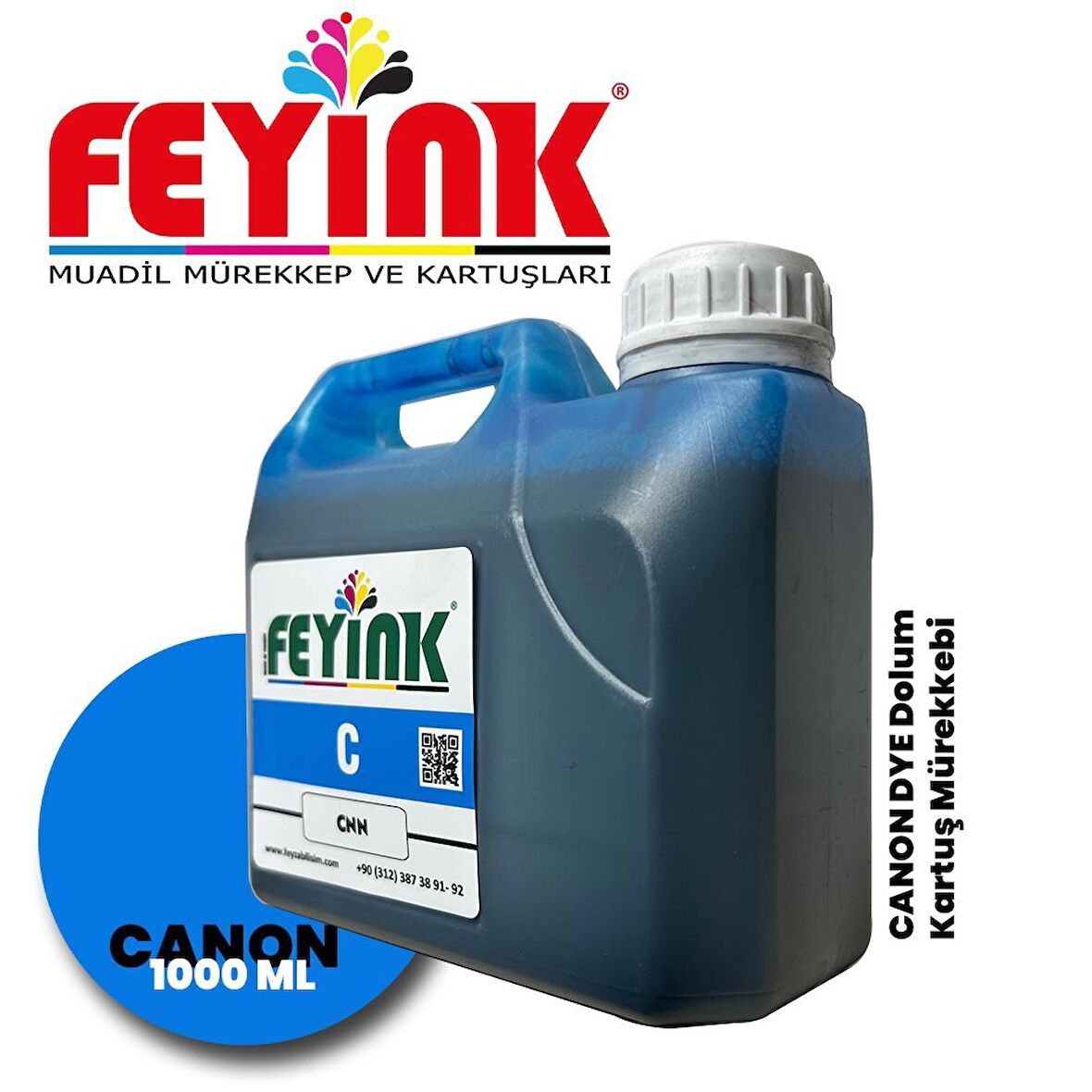 Feyink® Canon Pro Serisi Plotter DYE Kartuş Dolum Mürekkebi PFI-1300 PFI-1700 C (Cyan) -1000ml-