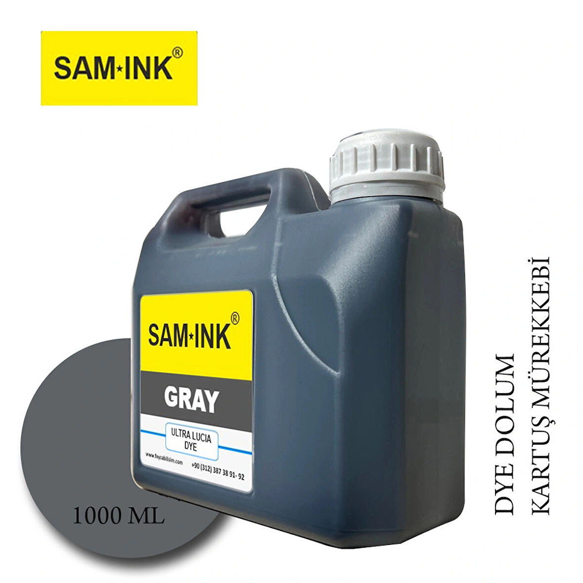 Feyink® Samink Canon Pro Serisi Plotter DYE Kartuş Dolum Mürekkebi PFI-1300-1700 GY (Gray) -1000ml-