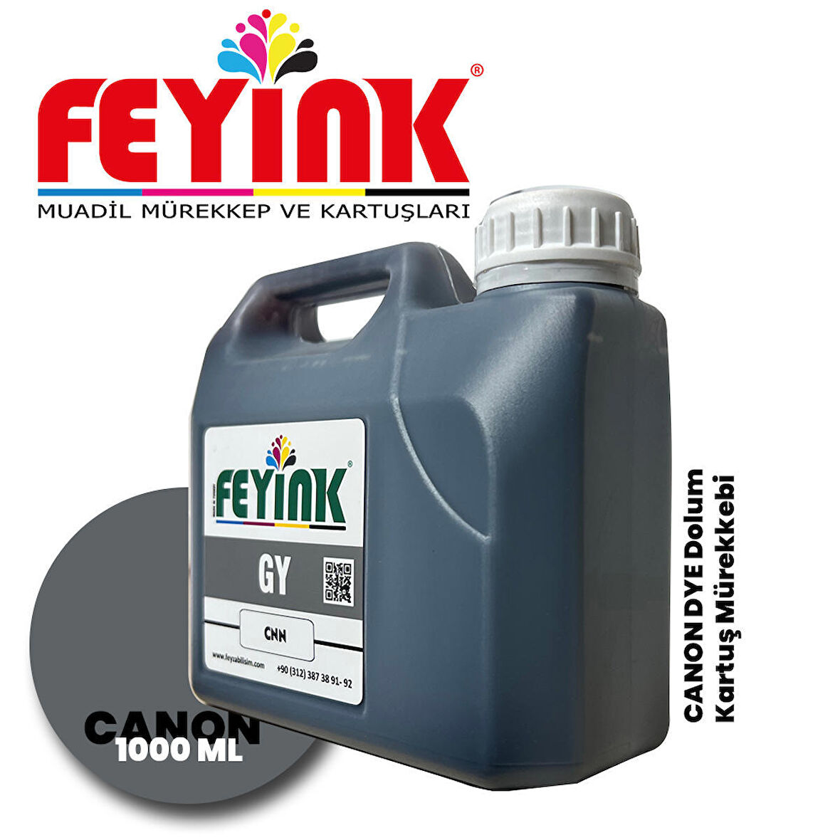 Feyink® Canon Pro Serisi Plotter DYE Kartuş Dolum Mürekkebi PFI-1300 PFI-1700 GY (Gray) -1000ml-