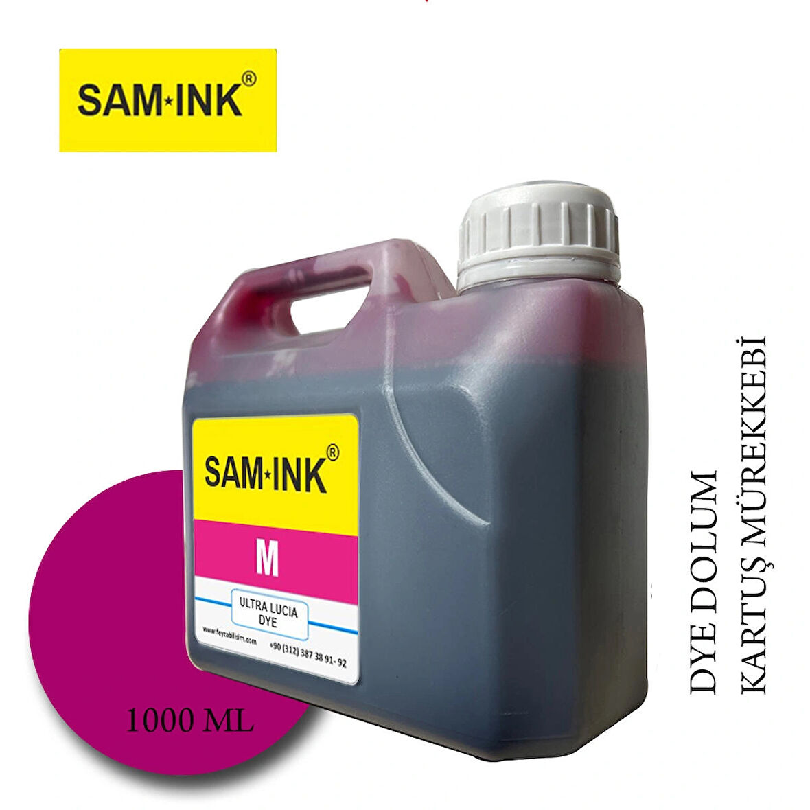 Feyink® Samink Canon Pro Serisi Plotter DYE Kartuş Dolum Mürekkebi PFI-1300-1700 M (Magenta) 1000ml