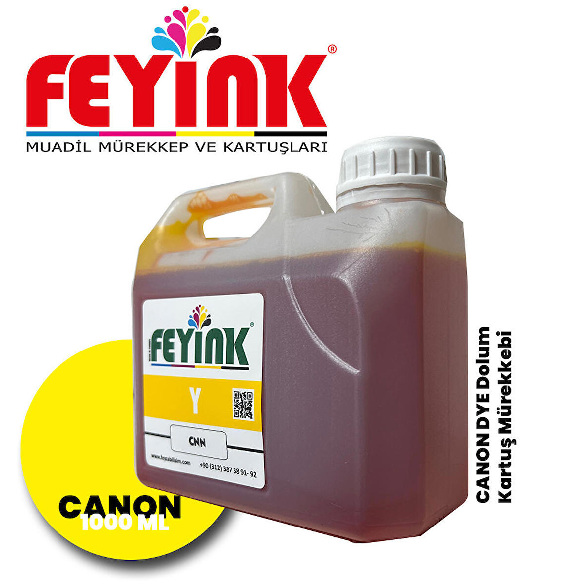 Feyink® Canon Pro Serisi Plotter DYE Kartuş Dolum Mürekkebi PFI-1300 PFI-1700 Y (Yellow) -1000ml-