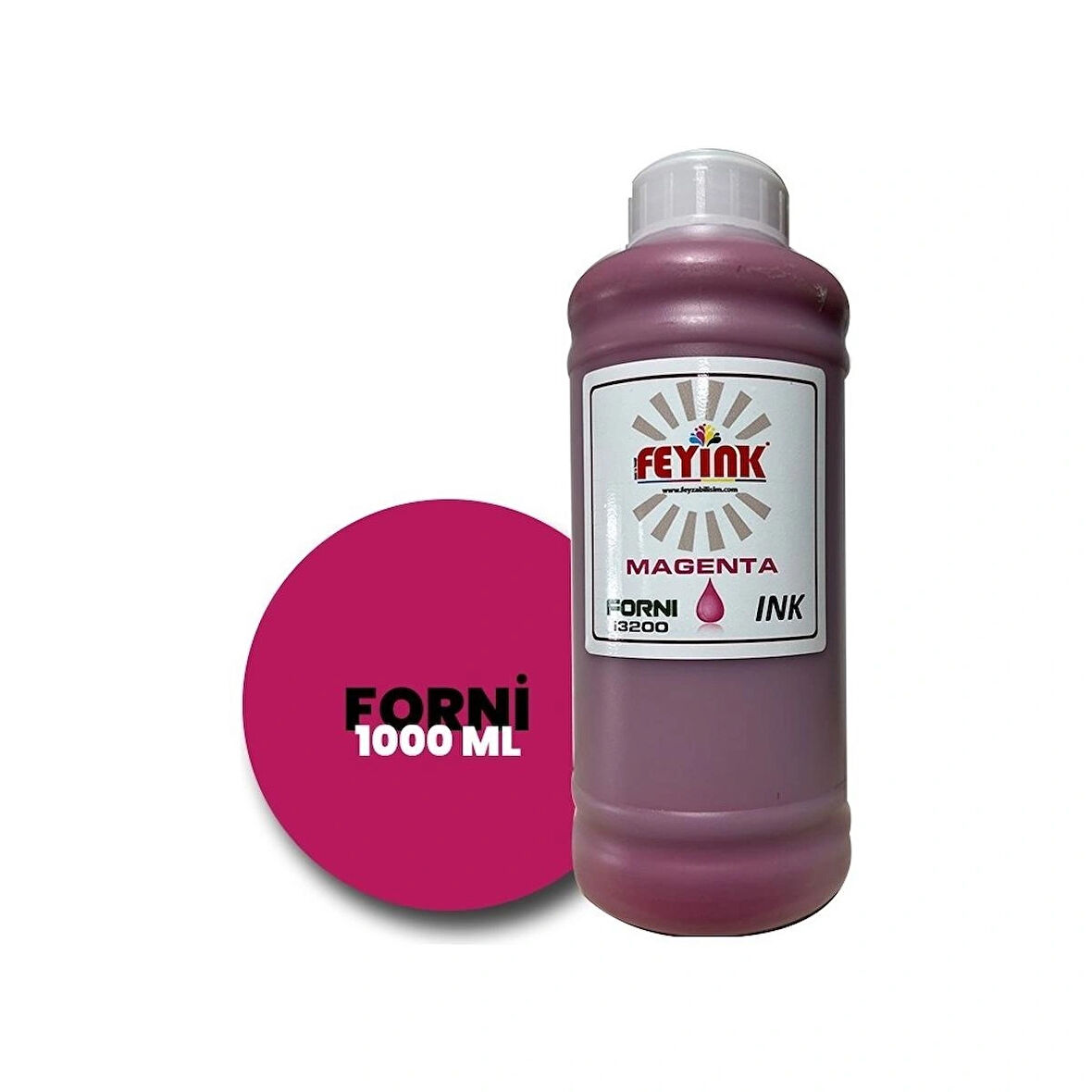 Feyink® Forni Ecosolvent Dijital Baskı Boyası Epson İ3200 Kafa Uyumlu Magenta (Kırmızı) -1000ml-							