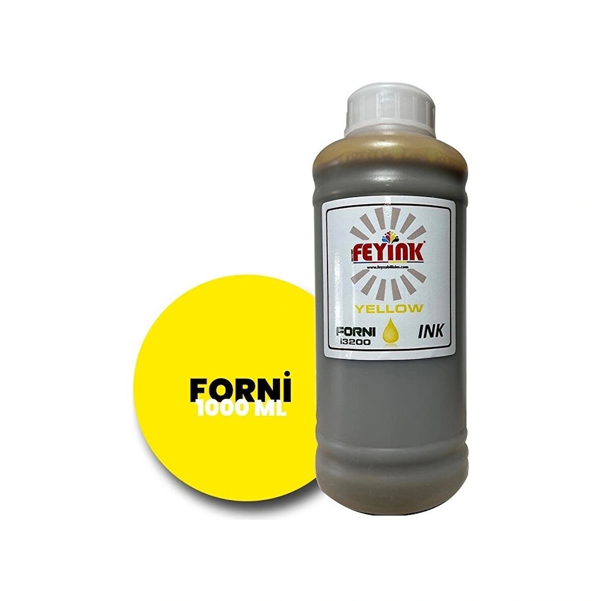 Feyink® Forni Ecosolvent Dijital Baskı Boyası Epson İ3200 Kafa Uyumlu Yellow (Sarı) -1000ml-							