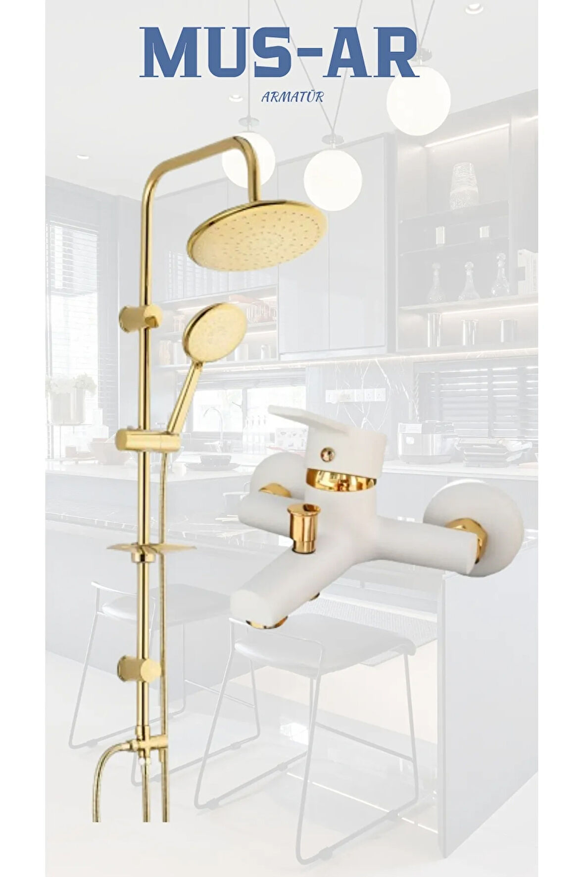 Gold Duş Robotu - Beyaz Gold Banyo Bataryası 2'li Set