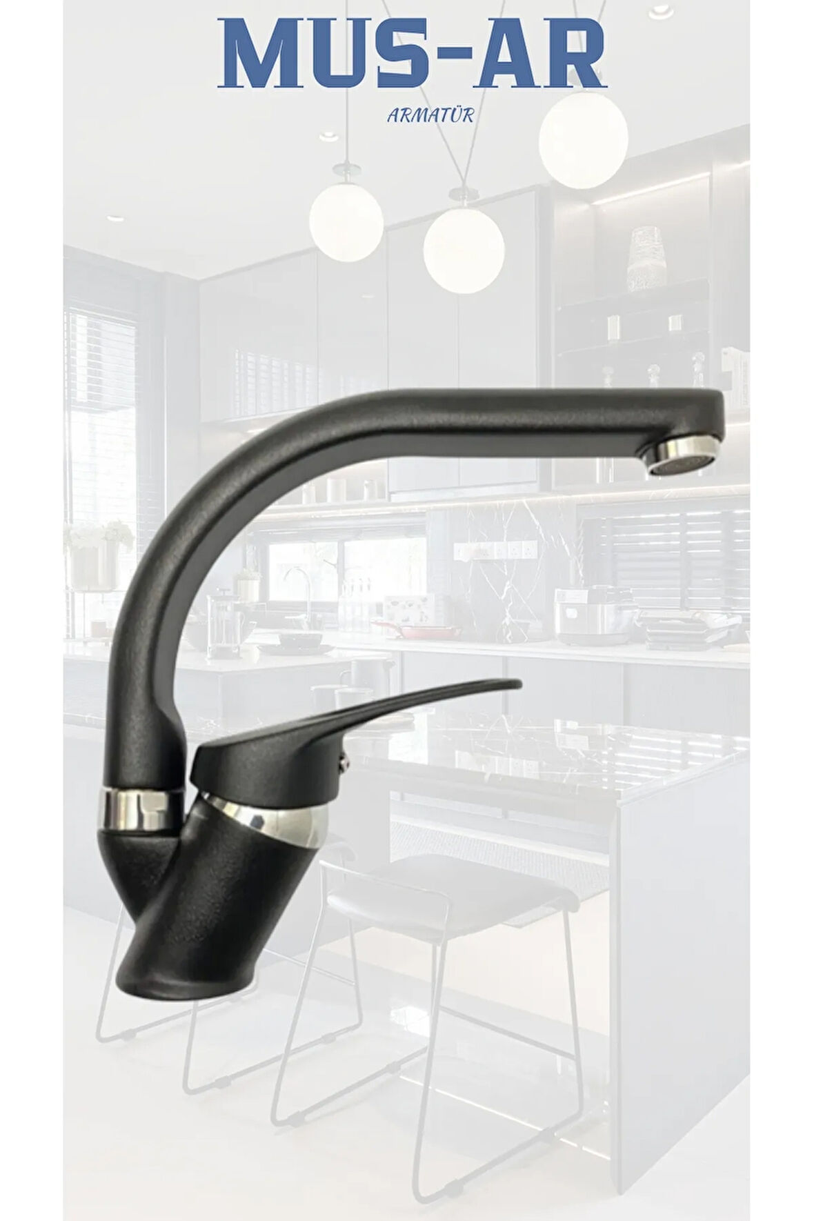 Siyah Krom Banyo Lavabo Bataryası Çeşmesi Musluğu Çift Su Girişli