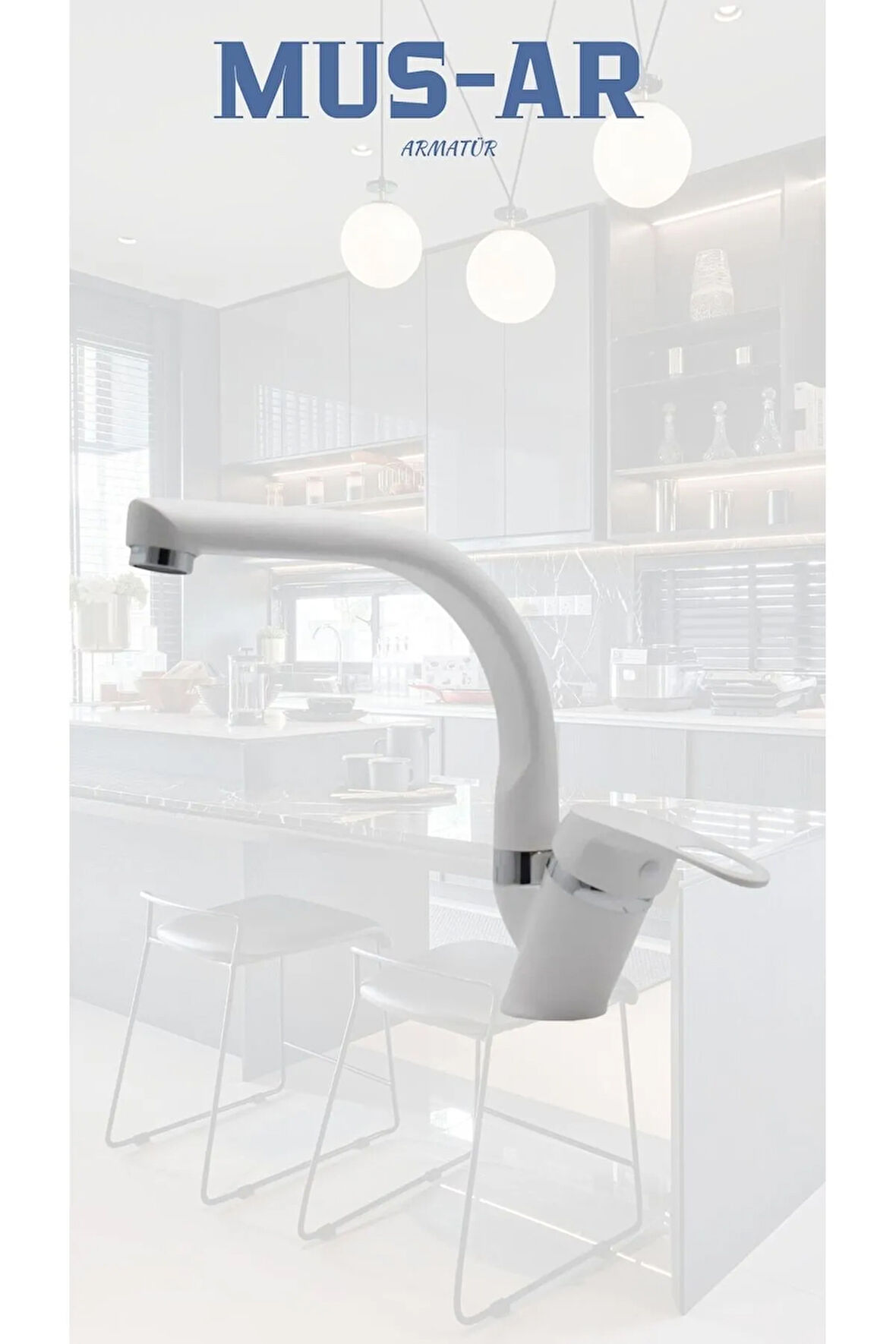 Beyaz Krom Lavabo Bataryası