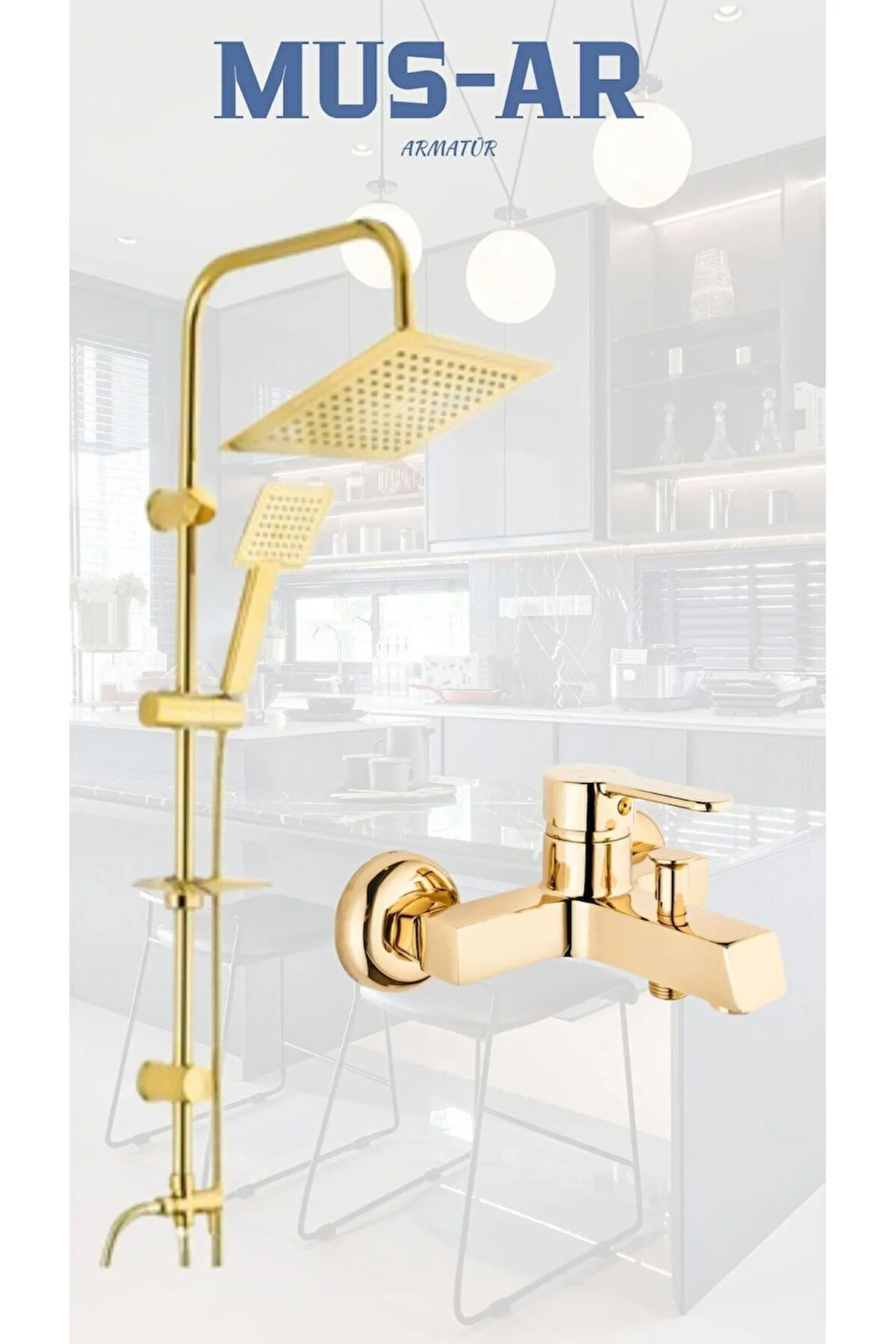 Gold Kare Duş Robotu - Kare Banyo Bataryası