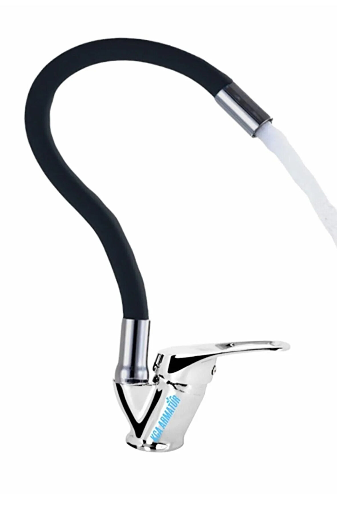 Siyah Spiral Hareketli Borulu Mutfak Eviye Bataryası Musluğu Çeşmesi