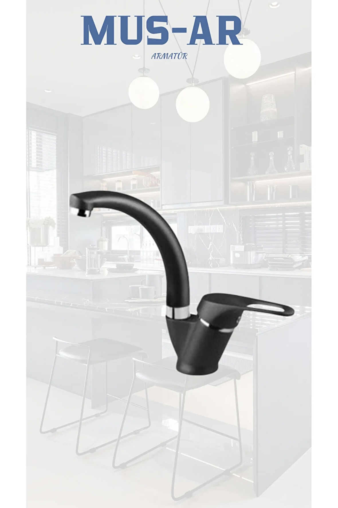 Siyah Krom Lavabo Bataryası