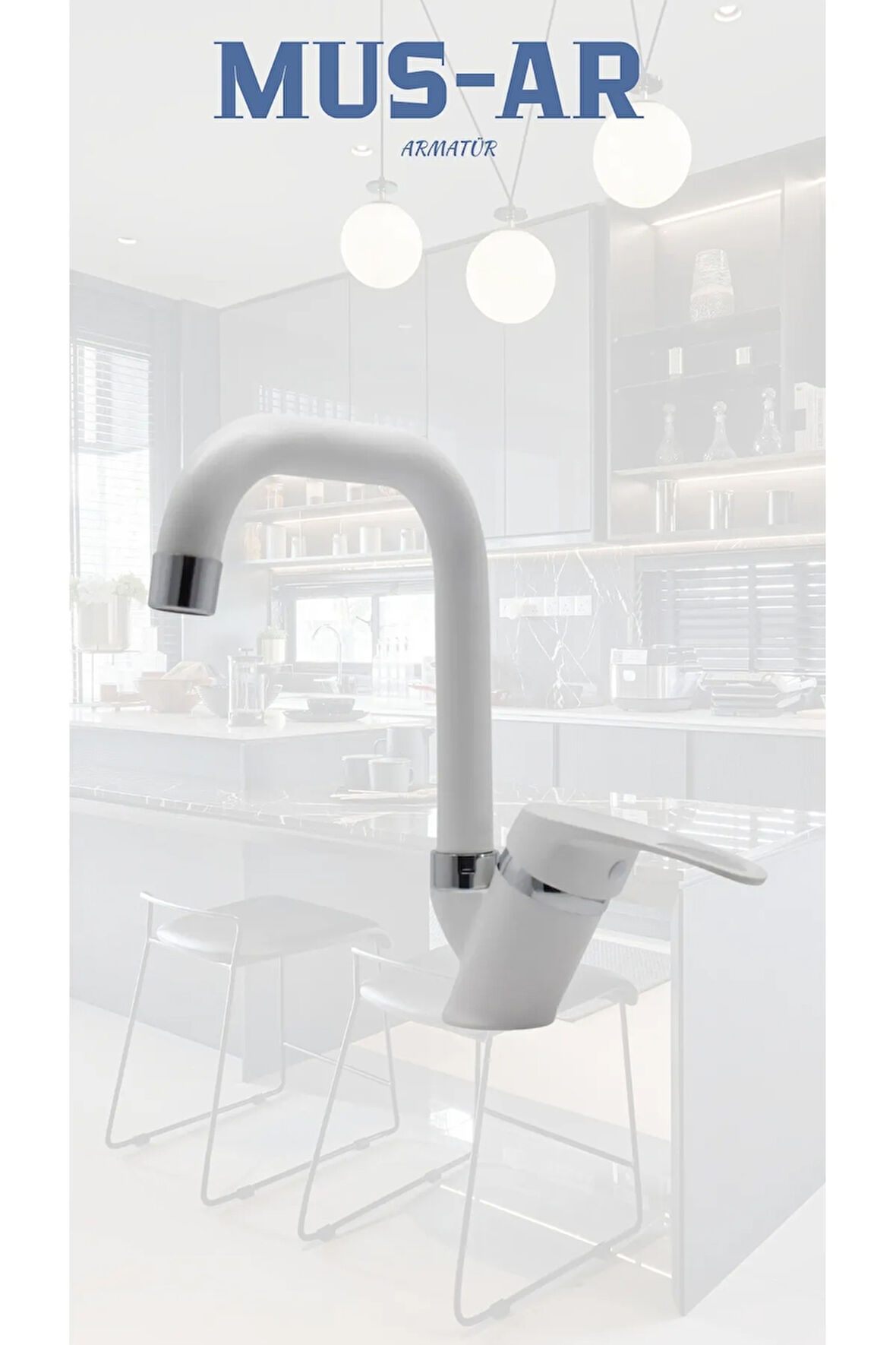 Beyaz Krom Lavabo Bataryası