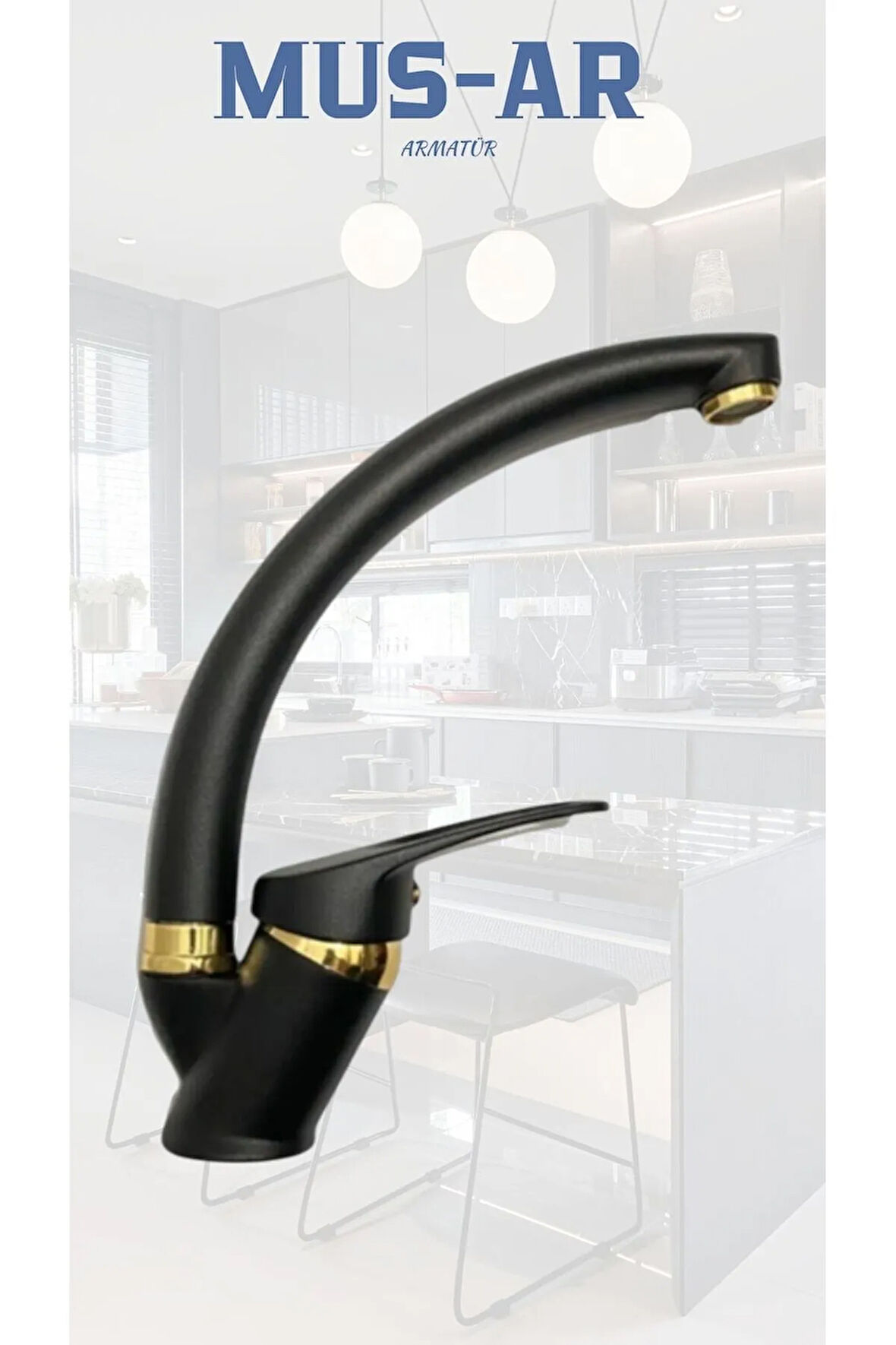 Siyah Gold Mutfak Eviye Bataryası