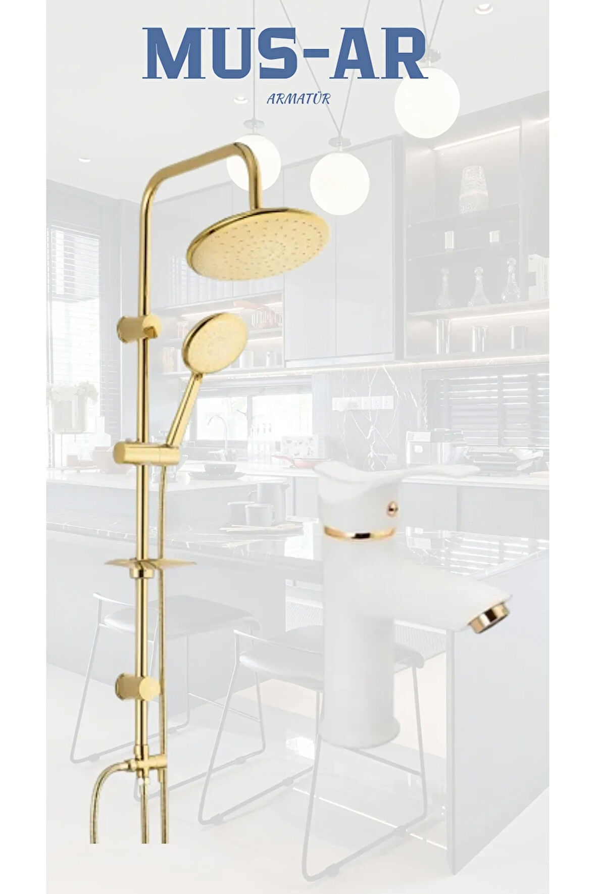 Gold Duş Robotu - Kartal Sabit Lavabo Bataryası Set