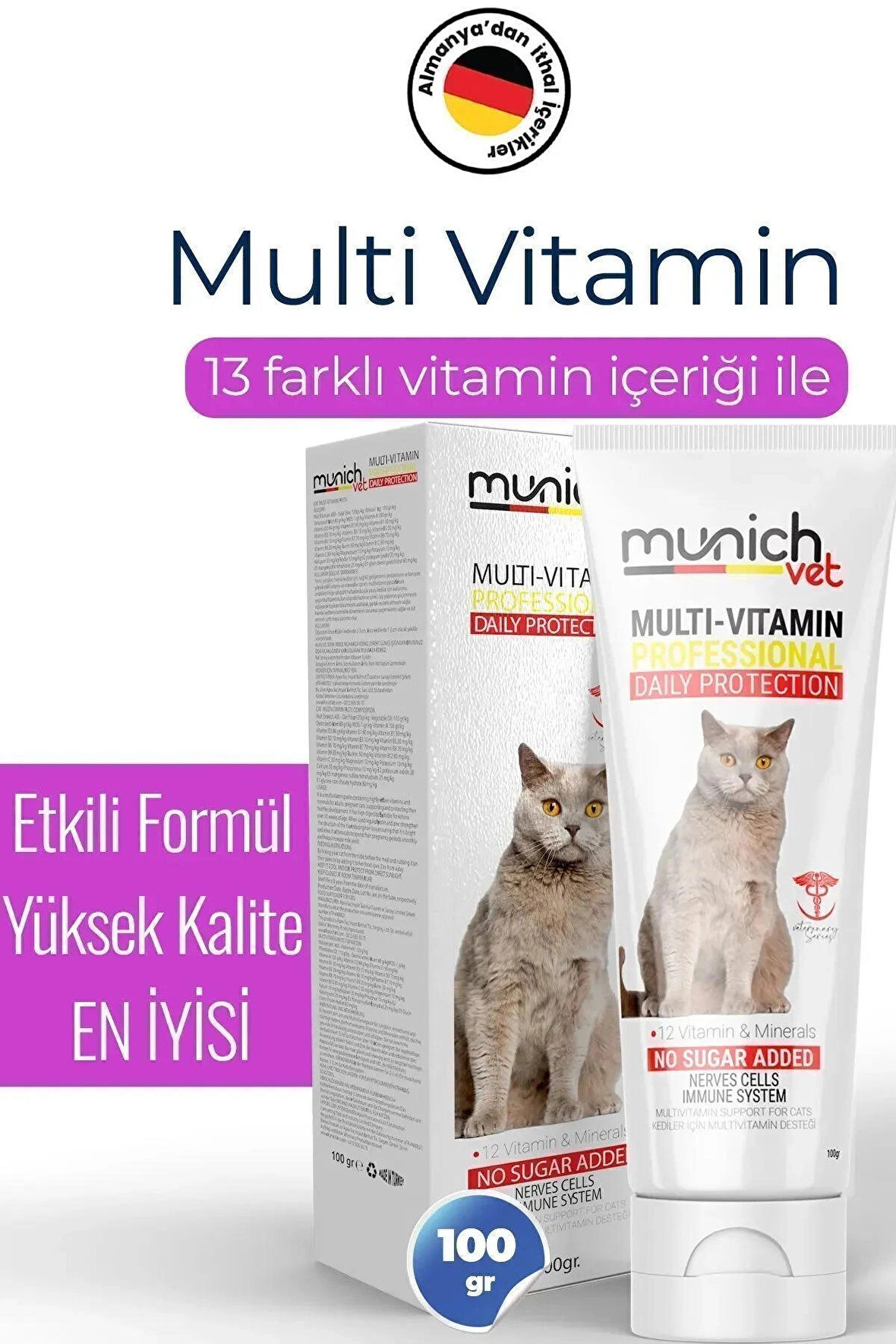 Munich Vet Multi Vitamin Kedi Macunu Multi Pasta (Memnuniyet Garantili) (100 GR)