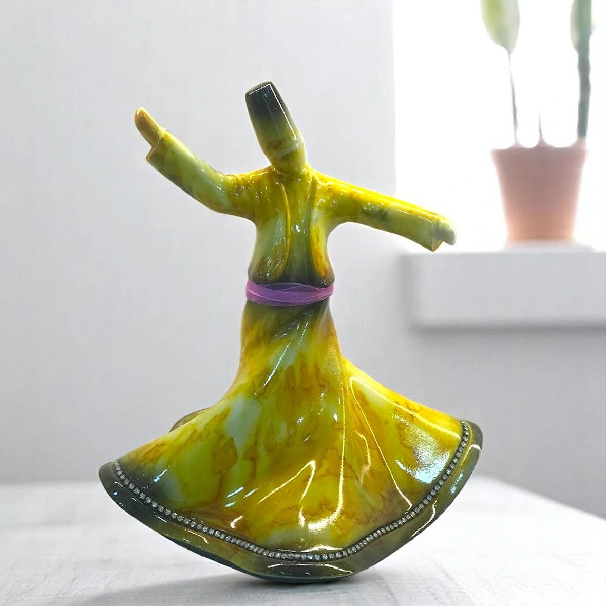 Seramik Dekoratif Semazen Biblo 22 CM Sarı