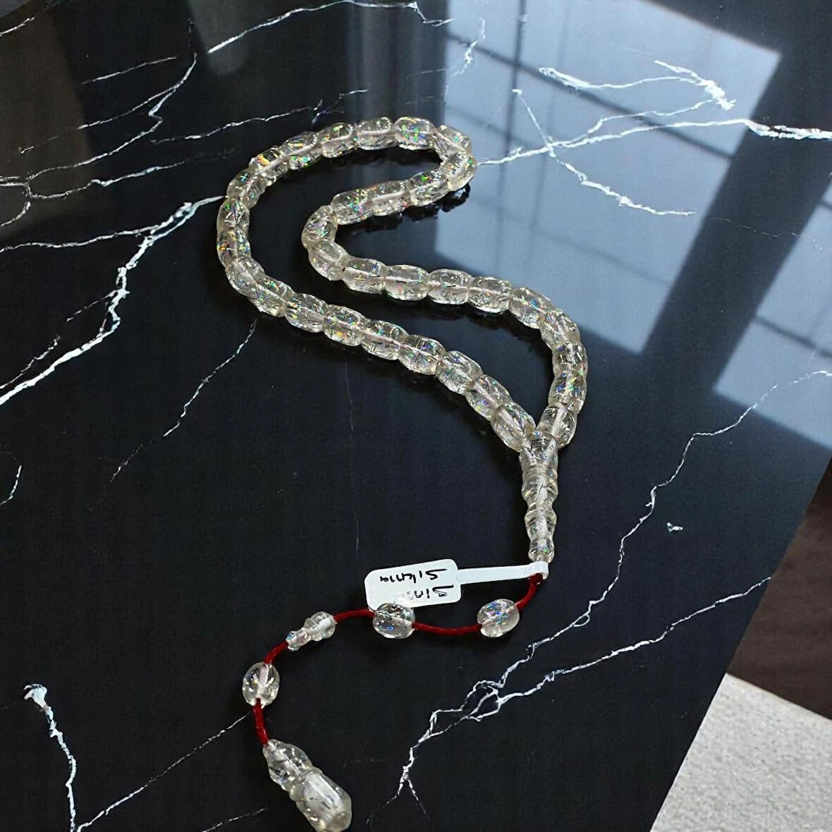  Simli Sıkma Kehribar Tesbih 30 CM