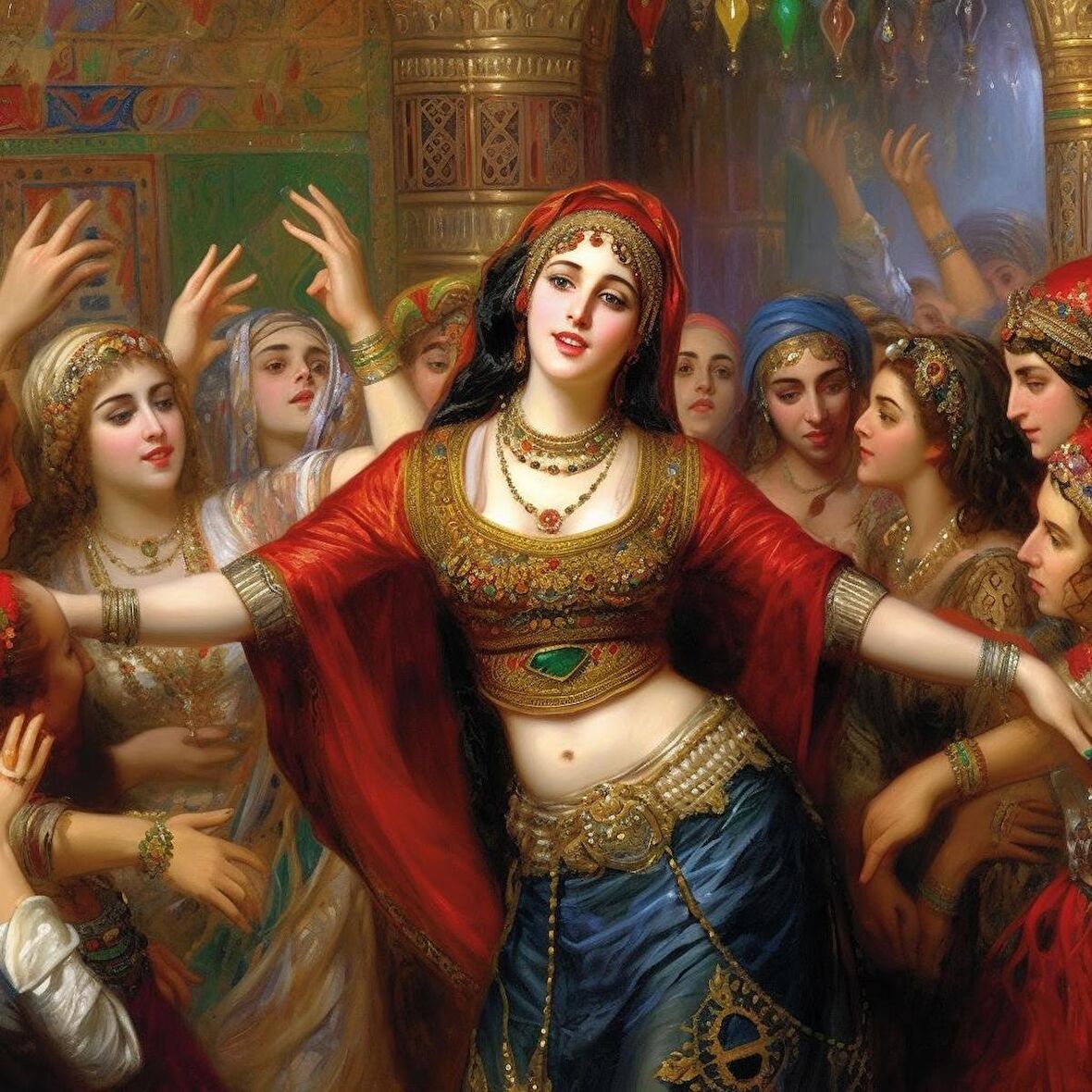 Movas Sanat Arap Kadınları | Elmas Mozaik Tablo | Mozaik Puzzle | 60x60 | E20204477