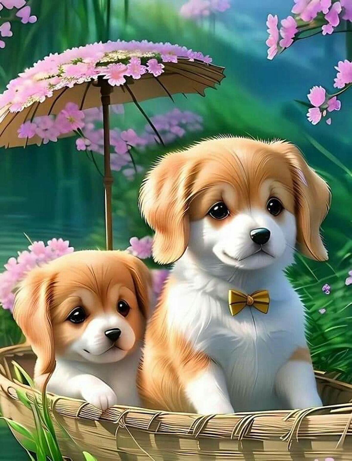 Movas Sanat Nehirde Sandal İle Yüzen Köpek Ve Yavrusu / Hobi / Mozaik Puzzle 35x25cm-E20234005