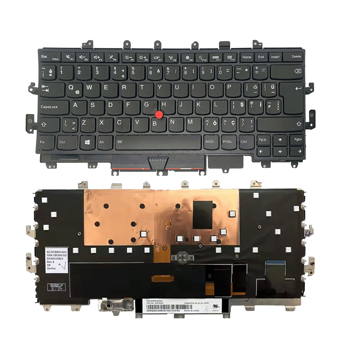 Lenovo ThinkPad X1 Yoga 1. Nesil (20FQ, 20FR) Uyumlu Siyah Çerçeveli Arka Aydınlatmalı Türkçe (TR Q) Klavye