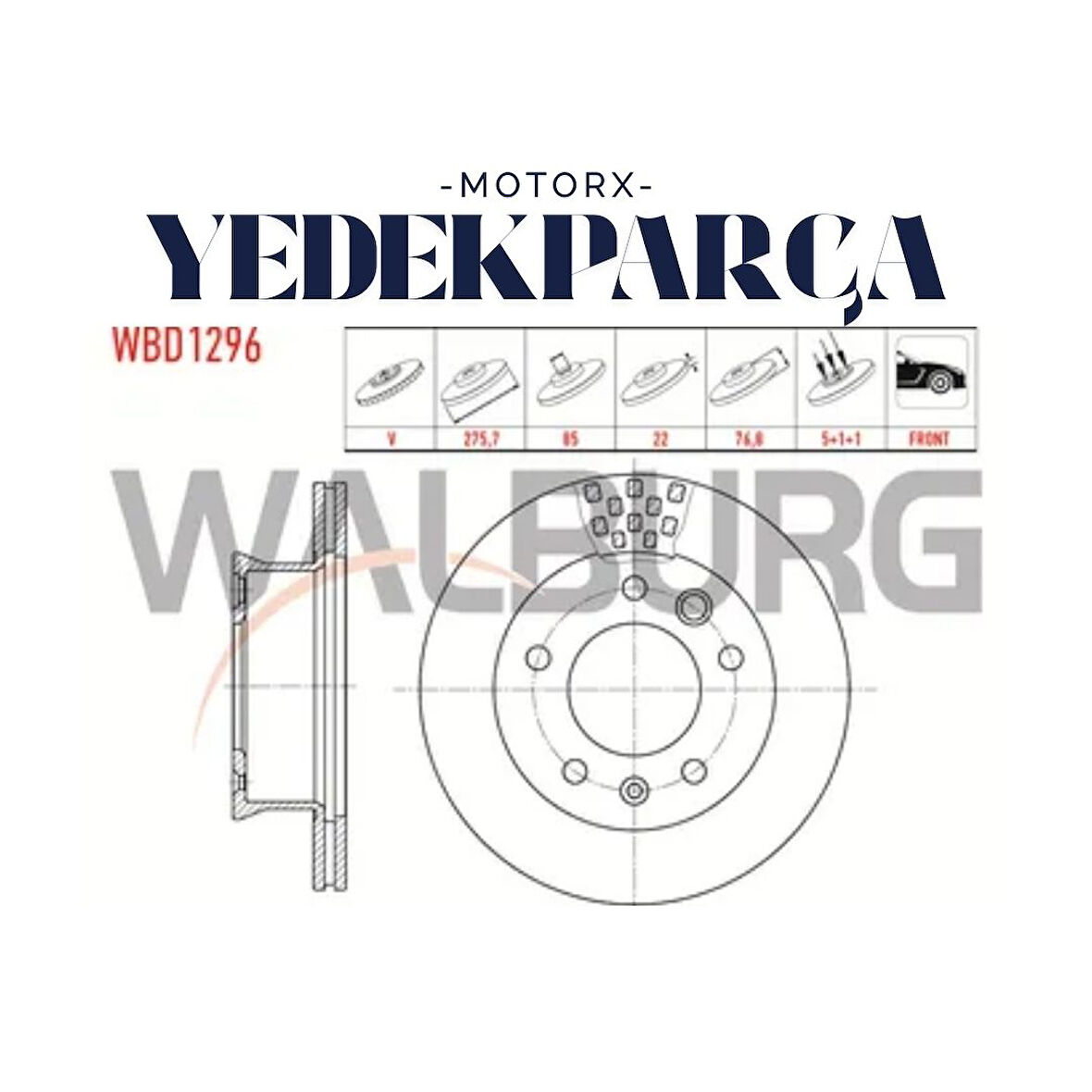 Fren Diski Ön Havalı (2 Adet Takım) – 5 Bijon, 275,7×22×85×76,8 mm – VW LT 28-35 II / LT 28-46 II 2.5 TDI / 2.8 TDI (1996–2006), Mercedes Sprinter 2T 208D–210D / Sprinter 3.5T (1995–2006) Uyumlu