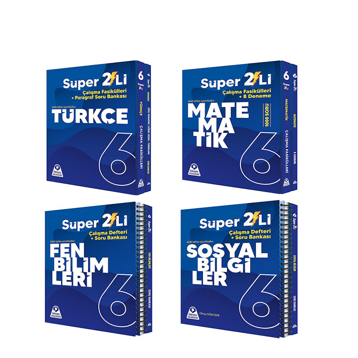 Örnek Akademi 6.Sınıf Süper İkili Türkçe Matematik Fen ve Sosyal Bilimler Seti 4 Kitap