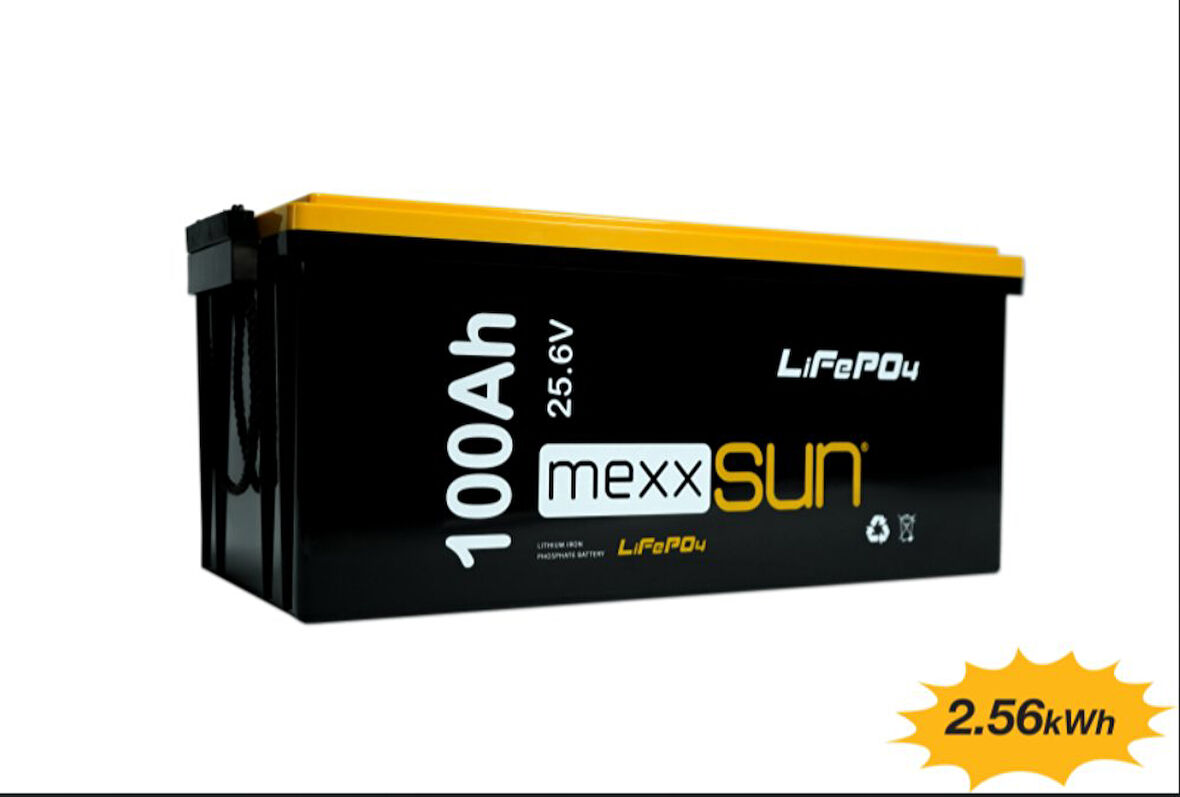 Mexxsun - İnges 25,6 Volt 100 Amper Lityum Akü - 2,56 kWh LifePo4 batarya - 24 volt