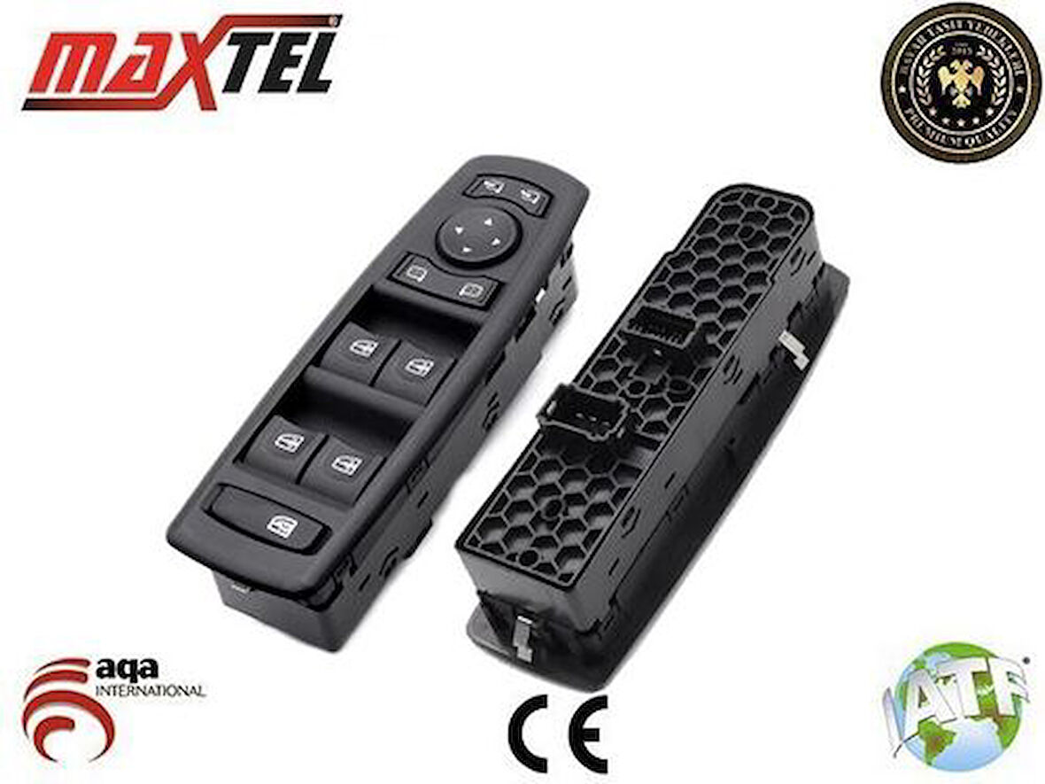 Maxtel 18204006 Cam Kaldırma Anahtarı Megane III-Fluence III 2008-19P (Siyah) Sol Dörtlü 254000006R