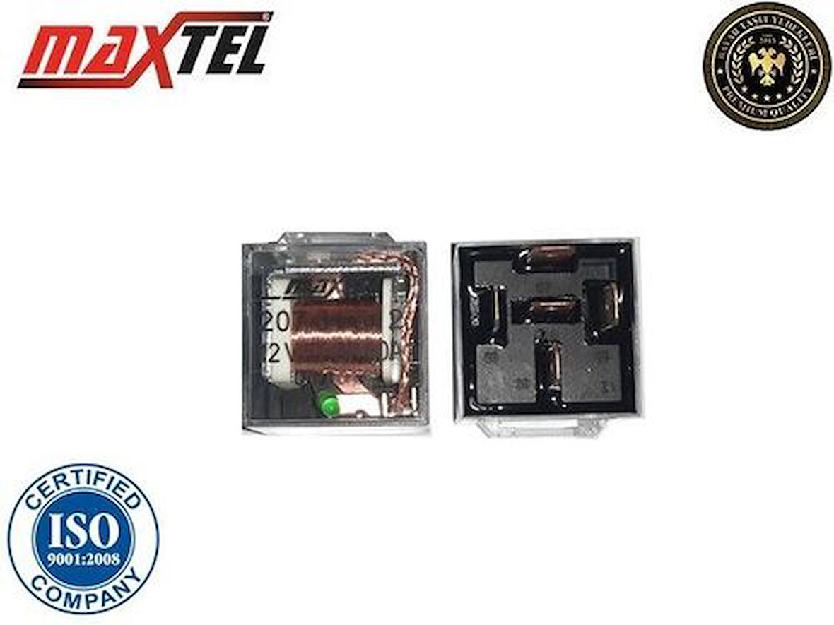 Maxtel 20701512 Seffaf Mini Röle 12V 40A 5 Fişli LEDli Çift Kontak Inw011009 