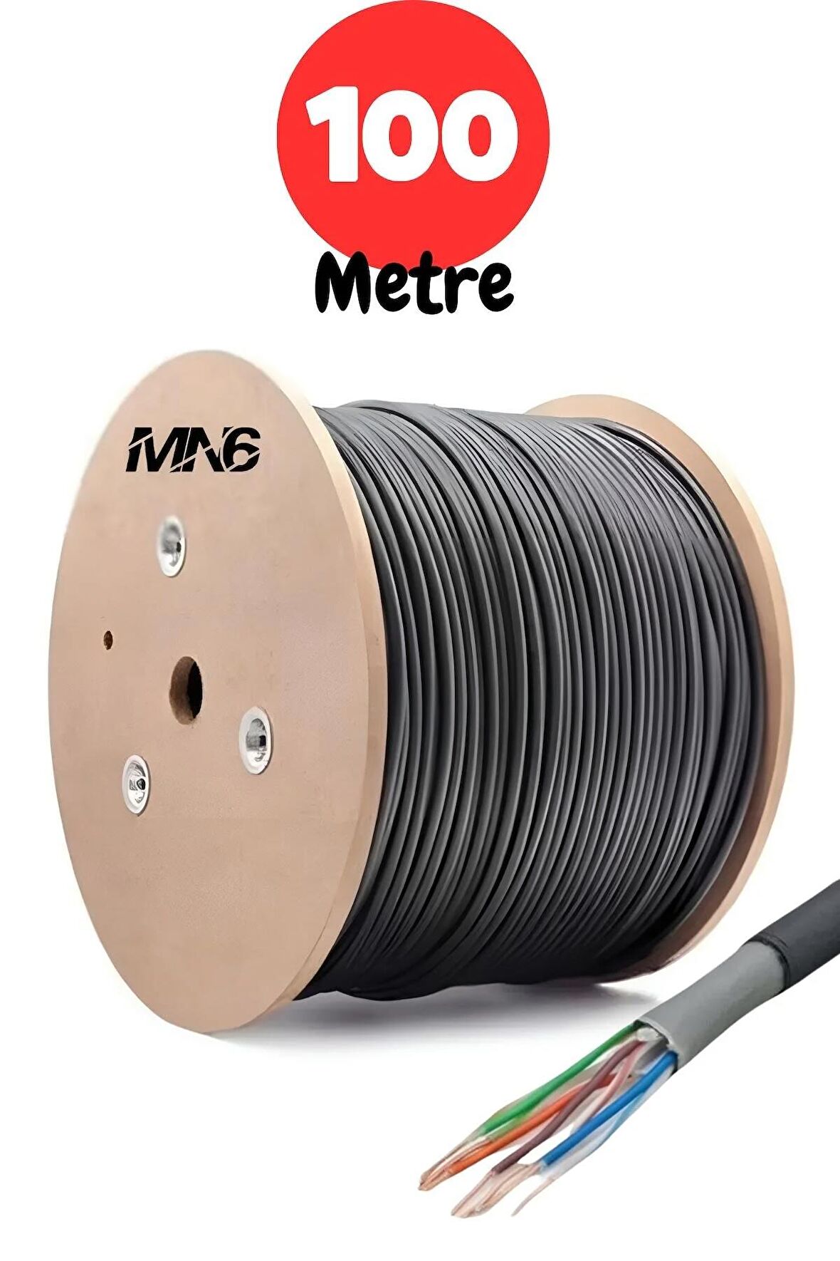 MN6 MXULTRA 100 Metre internet kablosu/CAT6 iki kat korumalı/İç dış mekan/100 metre ethernet kablosu