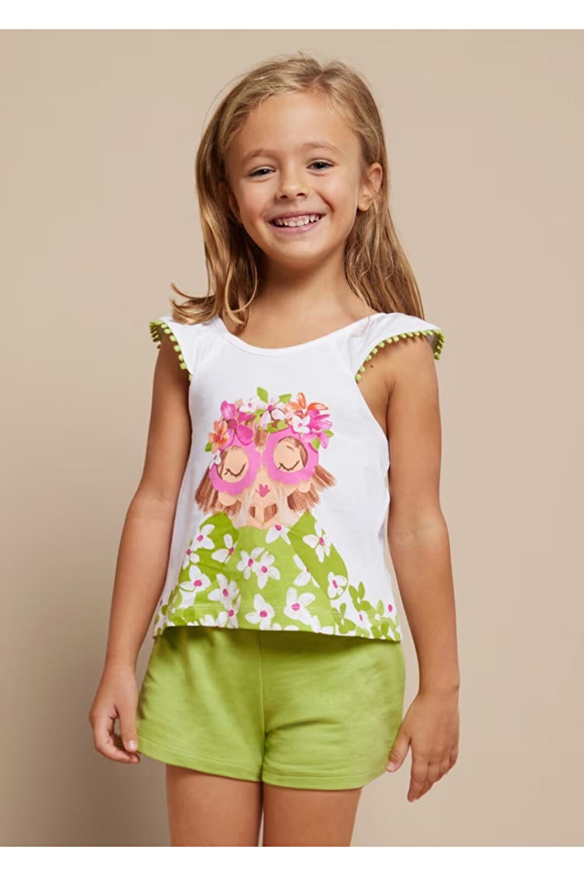 Mayoral Kız Çocuk 2 Parça Kolsuz Bluz ve Şort Takım Yeşil